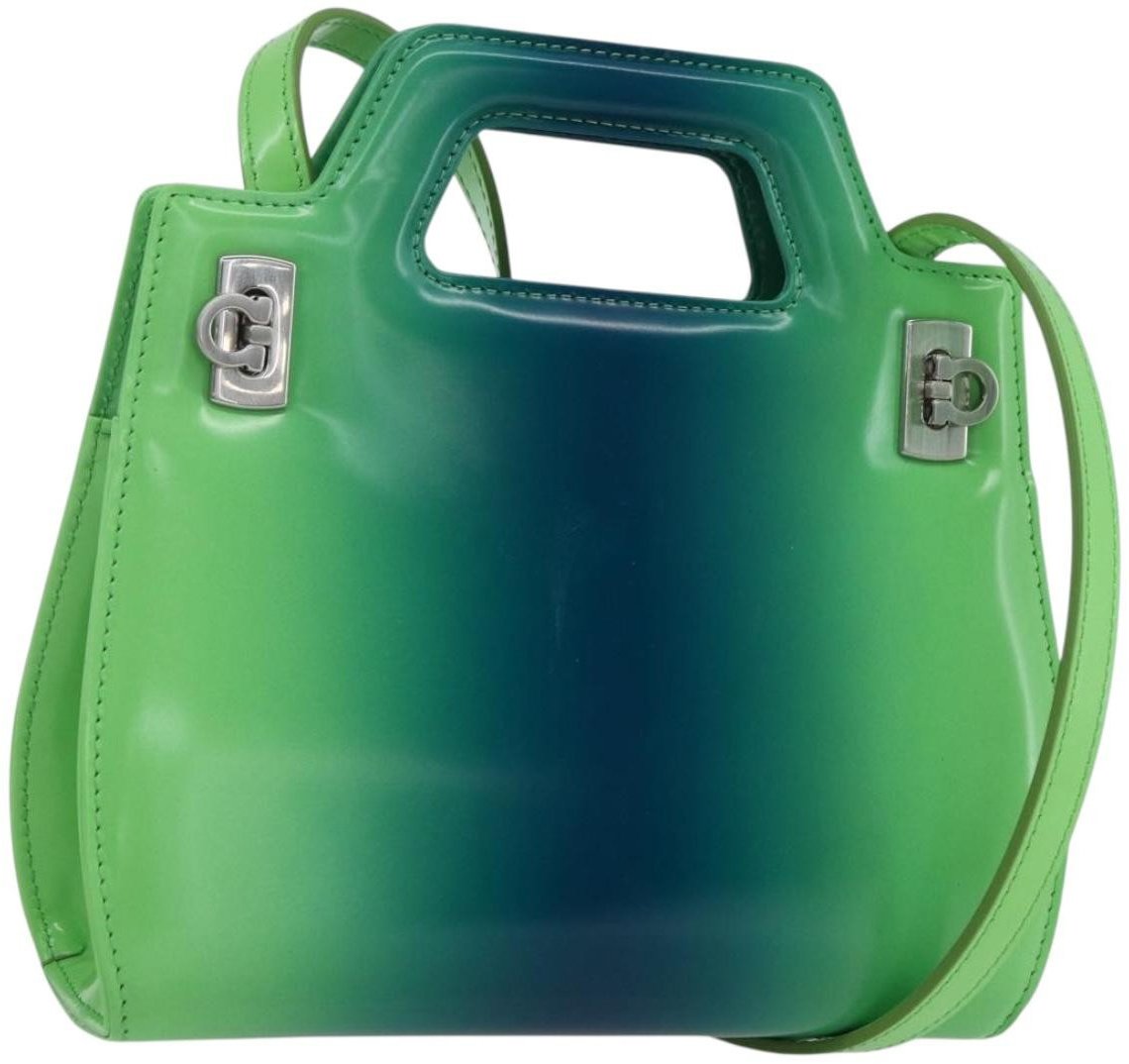 Salvatore Ferragamo Salvatore Ferragamo Wanda Top Handle Shoulder Bag Gradient Leather Mini Groen