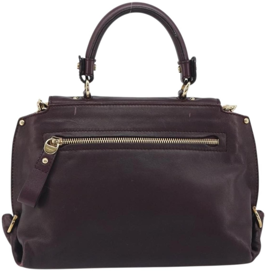 Salvatore Ferragamo Sofia Satchel Smooth Leather Small Paars