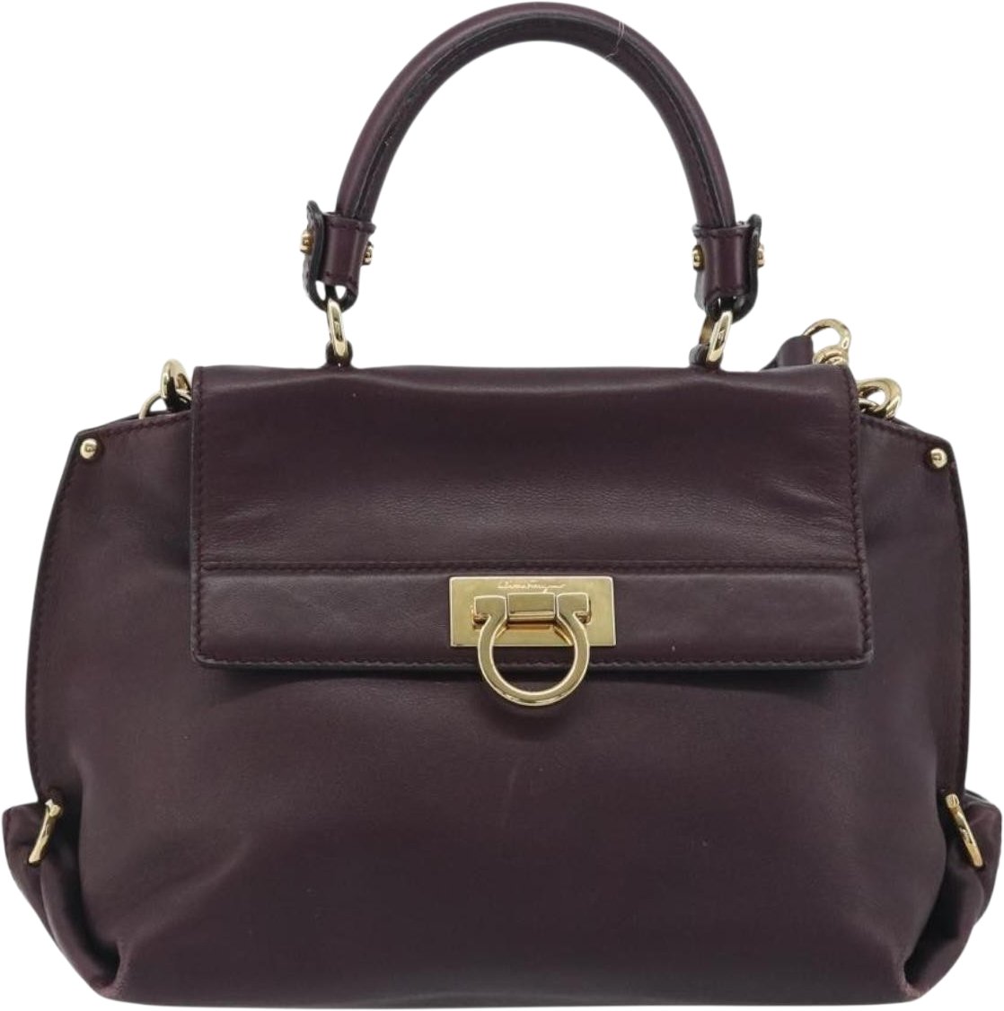 Salvatore Ferragamo Sofia Satchel Smooth Leather Small Paars