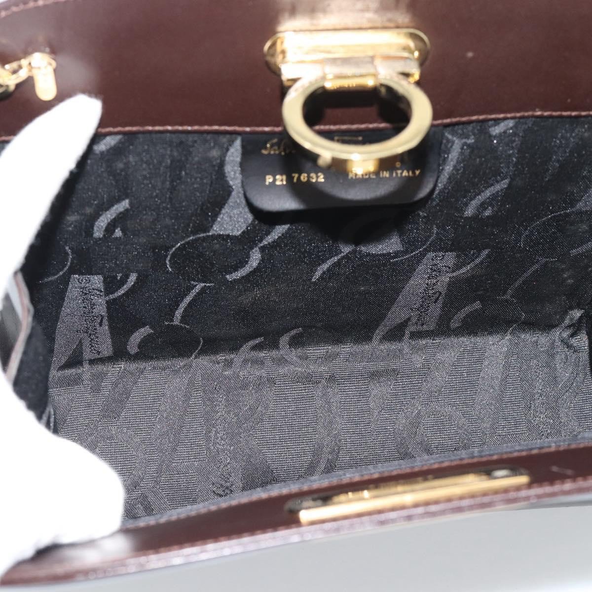 Salvatore Ferragamo Vintage Gancini Chain Leather Medium Bruin