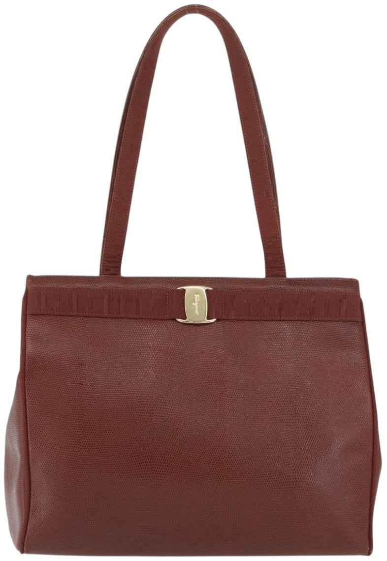 Salvatore Ferragamo Salvatore Ferragamo Vala tote Embossed Leather Bruin