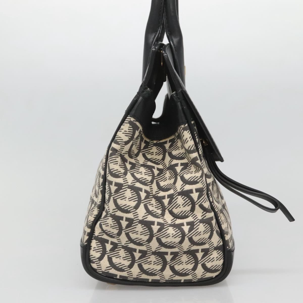 Salvatore Ferragamo Salvatore Ferragamo Studio Satchel Gancini Jacquard and Leather Medium Zwart