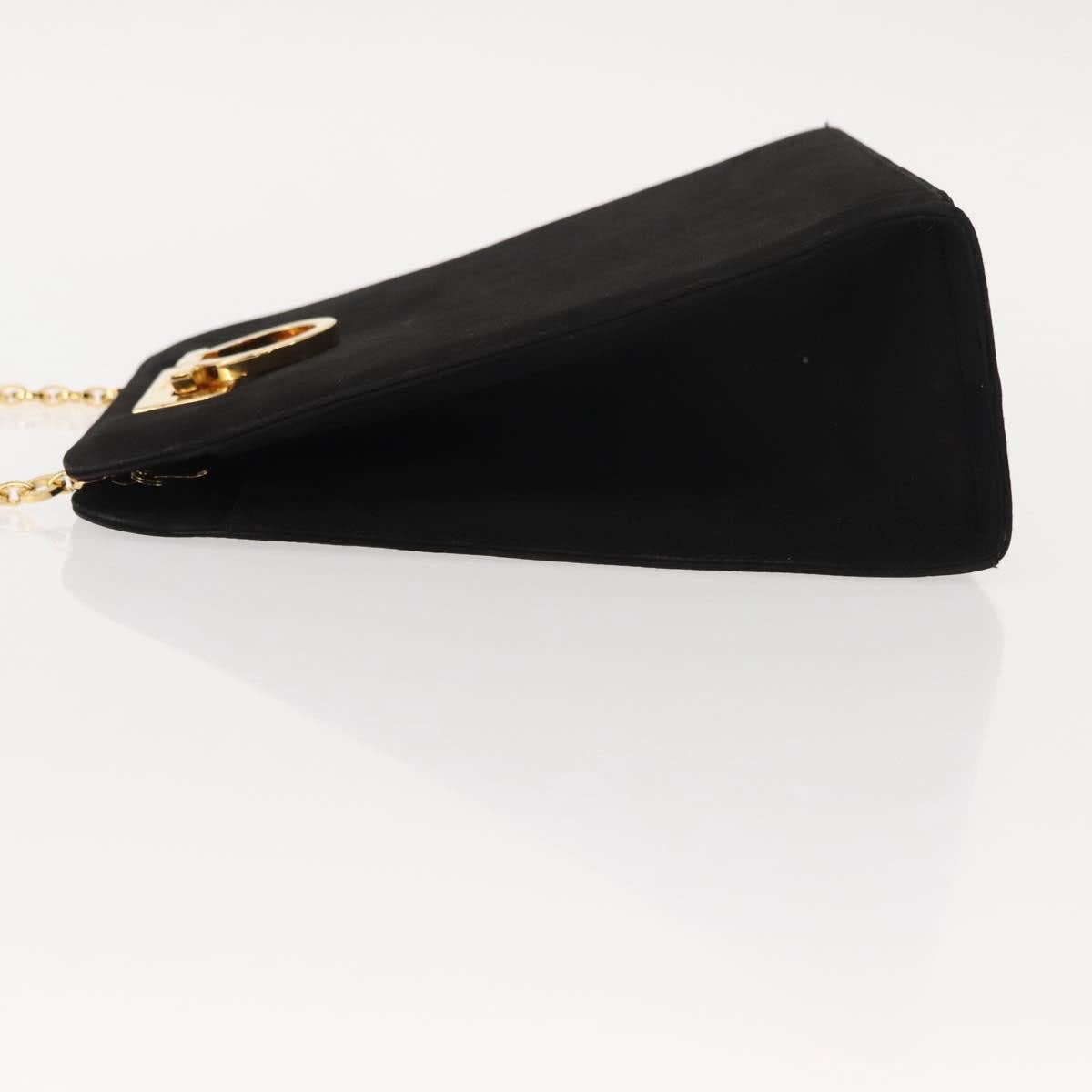 Salvatore Ferragamo Vintage Gancini Chain Shoulder Bag Suede Small Zwart
