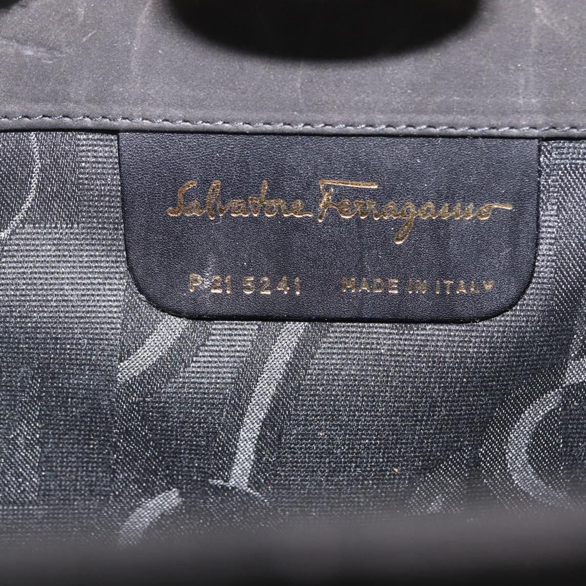 Salvatore Ferragamo Vintage Gancini Chain Shoulder Bag Suede Small Zwart