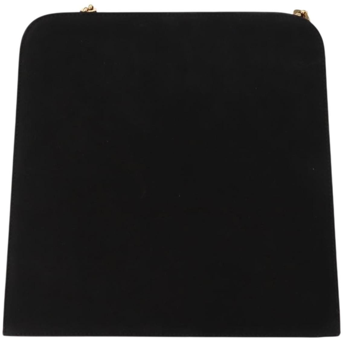 Salvatore Ferragamo Vintage Gancini Chain Shoulder Bag Suede Small Zwart