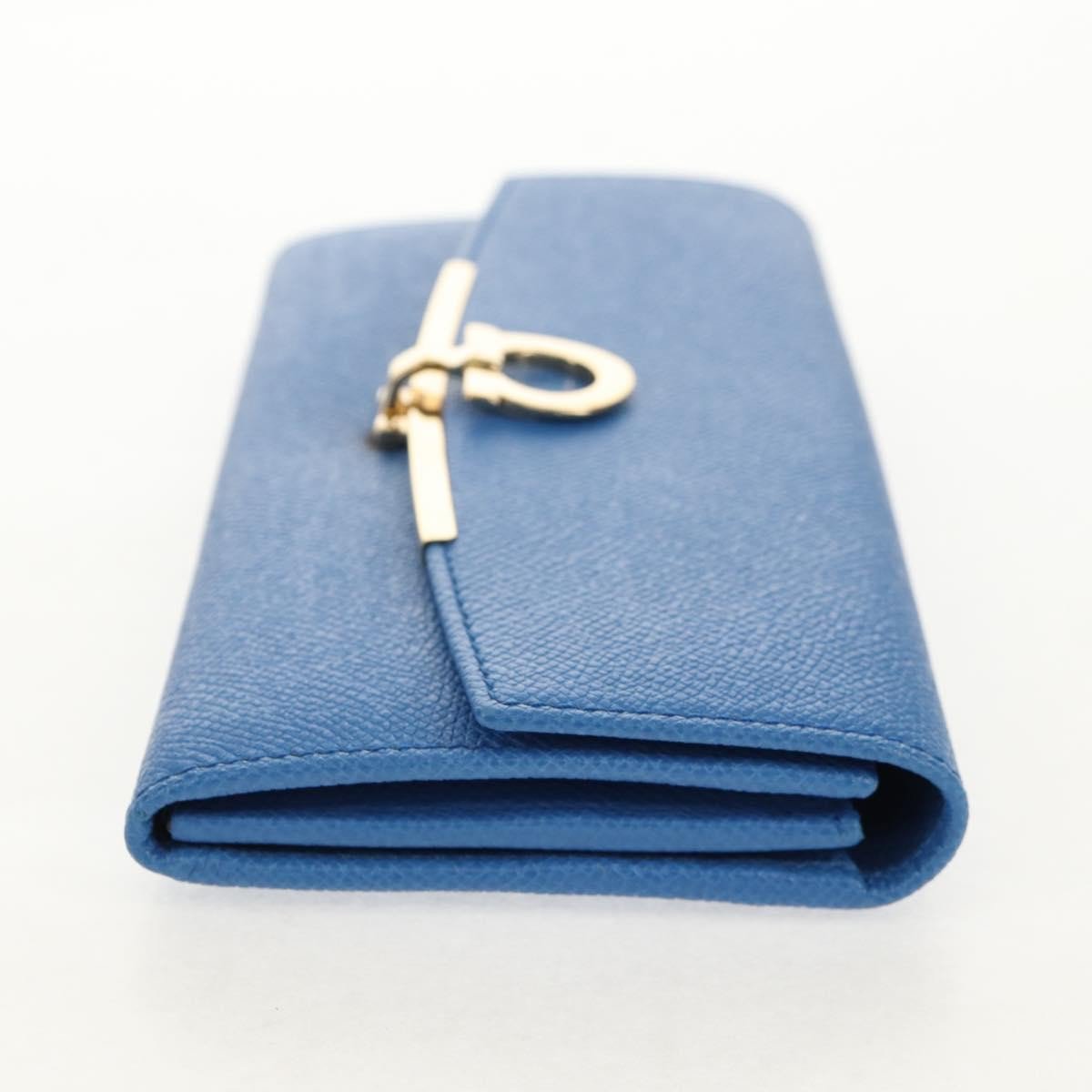 Salvatore Ferragamo Gancini Flap Continental Wallet Leather Long Blauw
