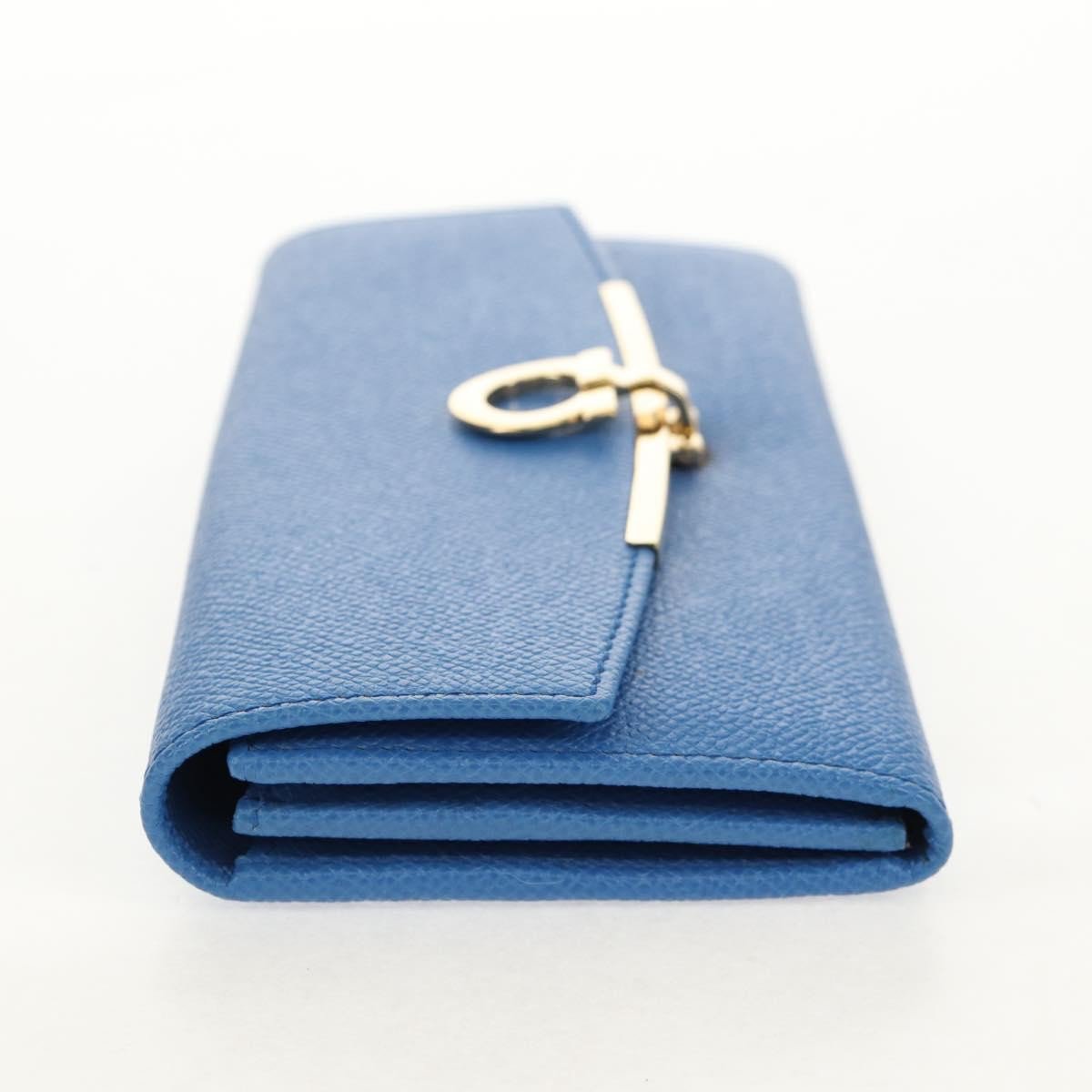 Salvatore Ferragamo Gancini Flap Continental Wallet Leather Long Blauw