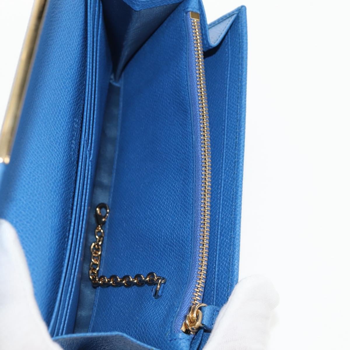 Salvatore Ferragamo Gancini Flap Continental Wallet Leather Long Blauw