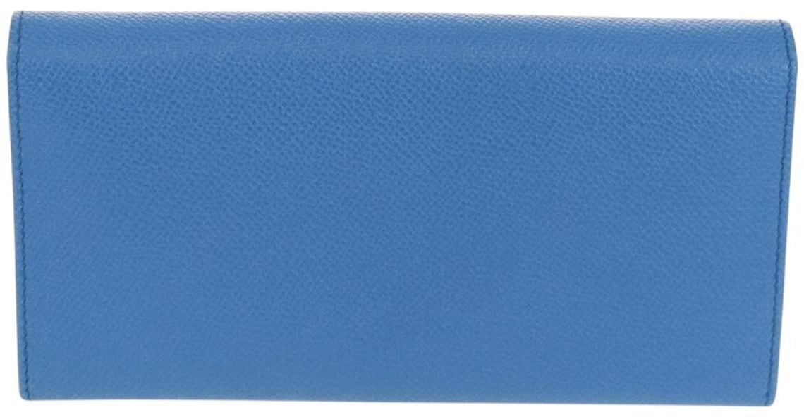 Salvatore Ferragamo Gancini Flap Continental Wallet Leather Long Blauw