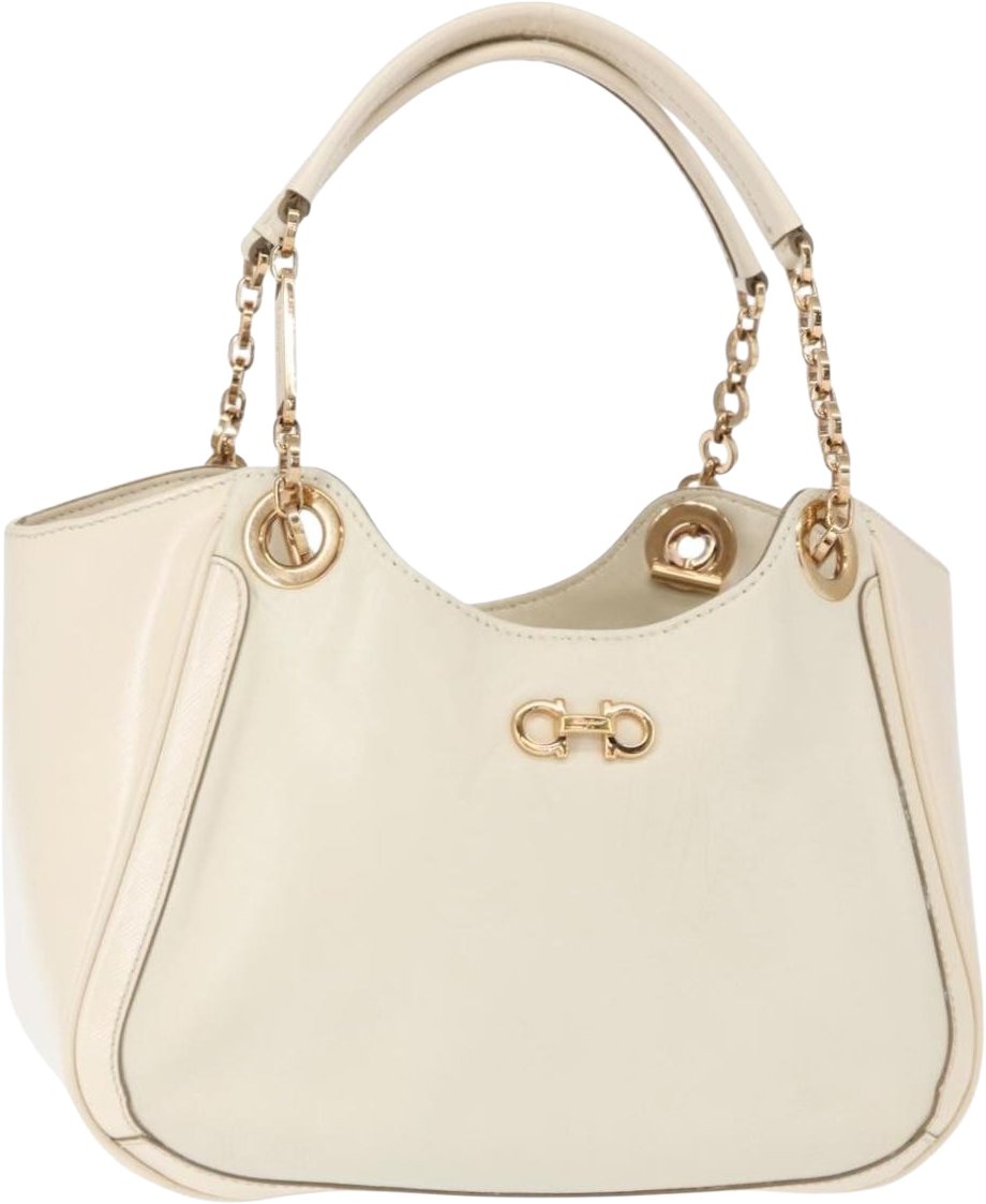 Salvatore Ferragamo Betulla Chain Tote Leather Small Wit