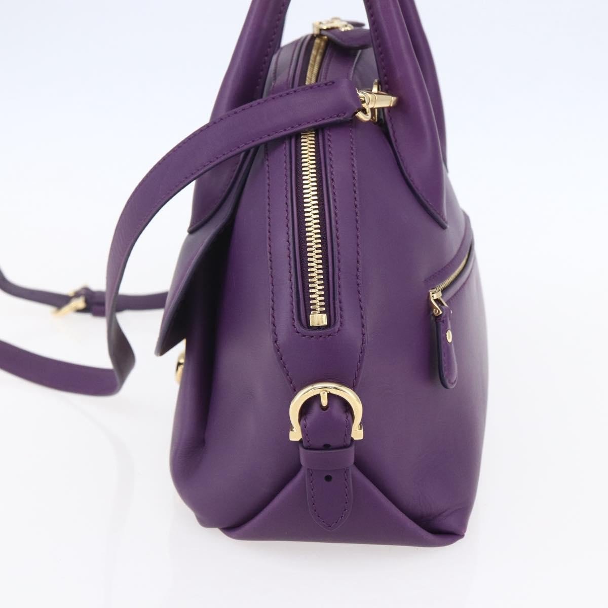 Salvatore Ferragamo Salvatore Ferragamo Vintage Fiamma Satchel Leather Medium Paars