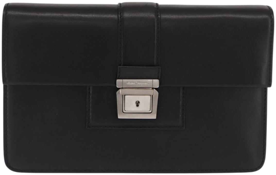 Salvatore Ferragamo Salvatore Ferragamo Vintage clutch Bag Leather Zwart