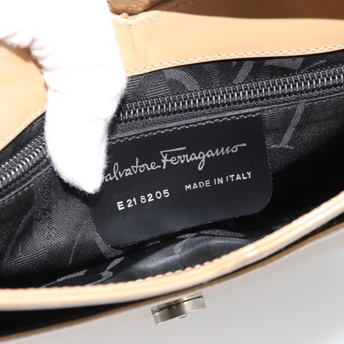 Salvatore Ferragamo Gancini Patent Leather Beige