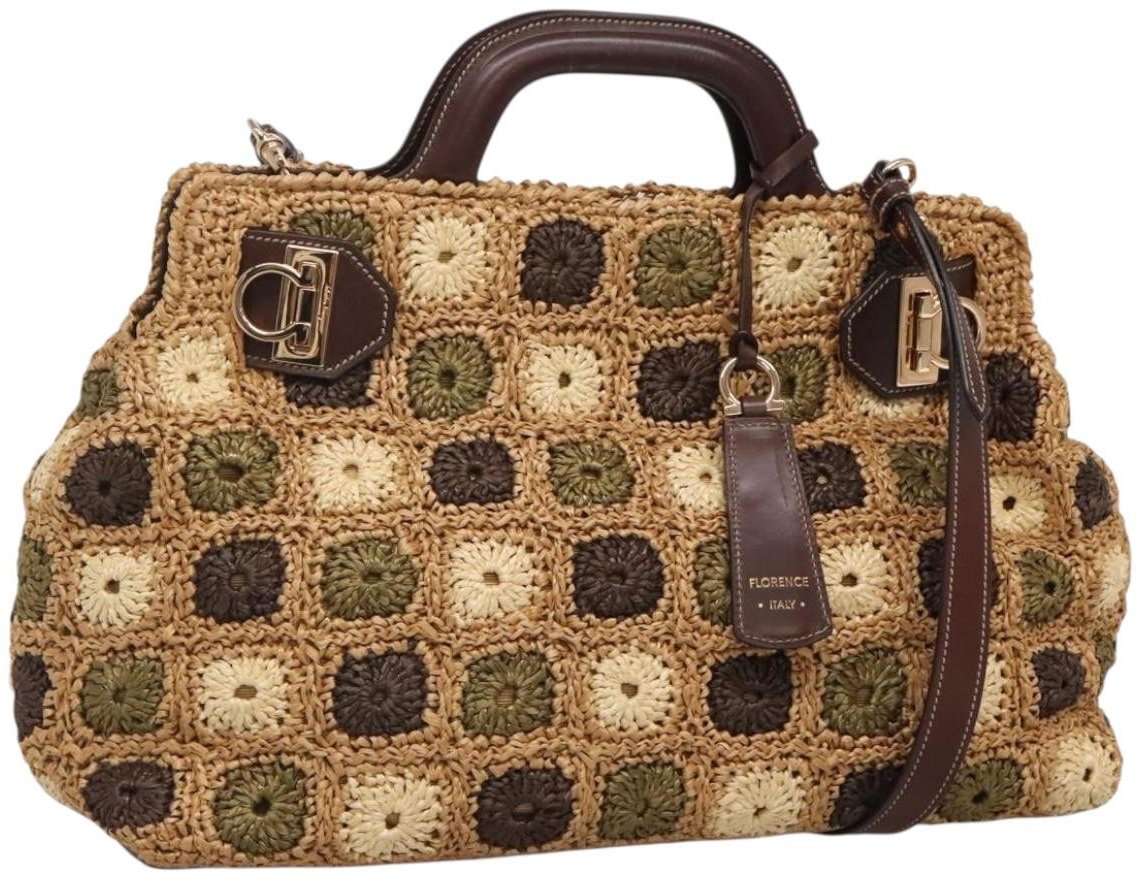 Salvatore Ferragamo Salvatore Ferragamo Soft W Tote RAFFIA Bruin