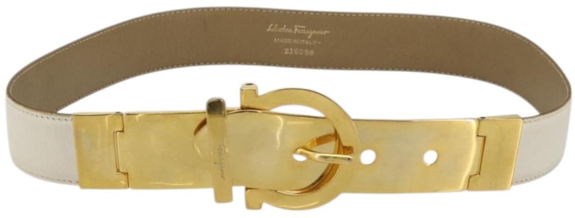 Salvatore Ferragamo Gancini Buckle Reversible Belt Leather Medium Wit