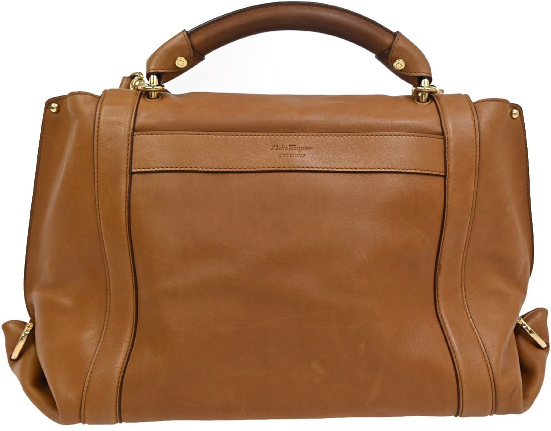 Salvatore Ferragamo Salvatore Ferragamo Suzanna Satchel Smooth Leather Medium Bruin