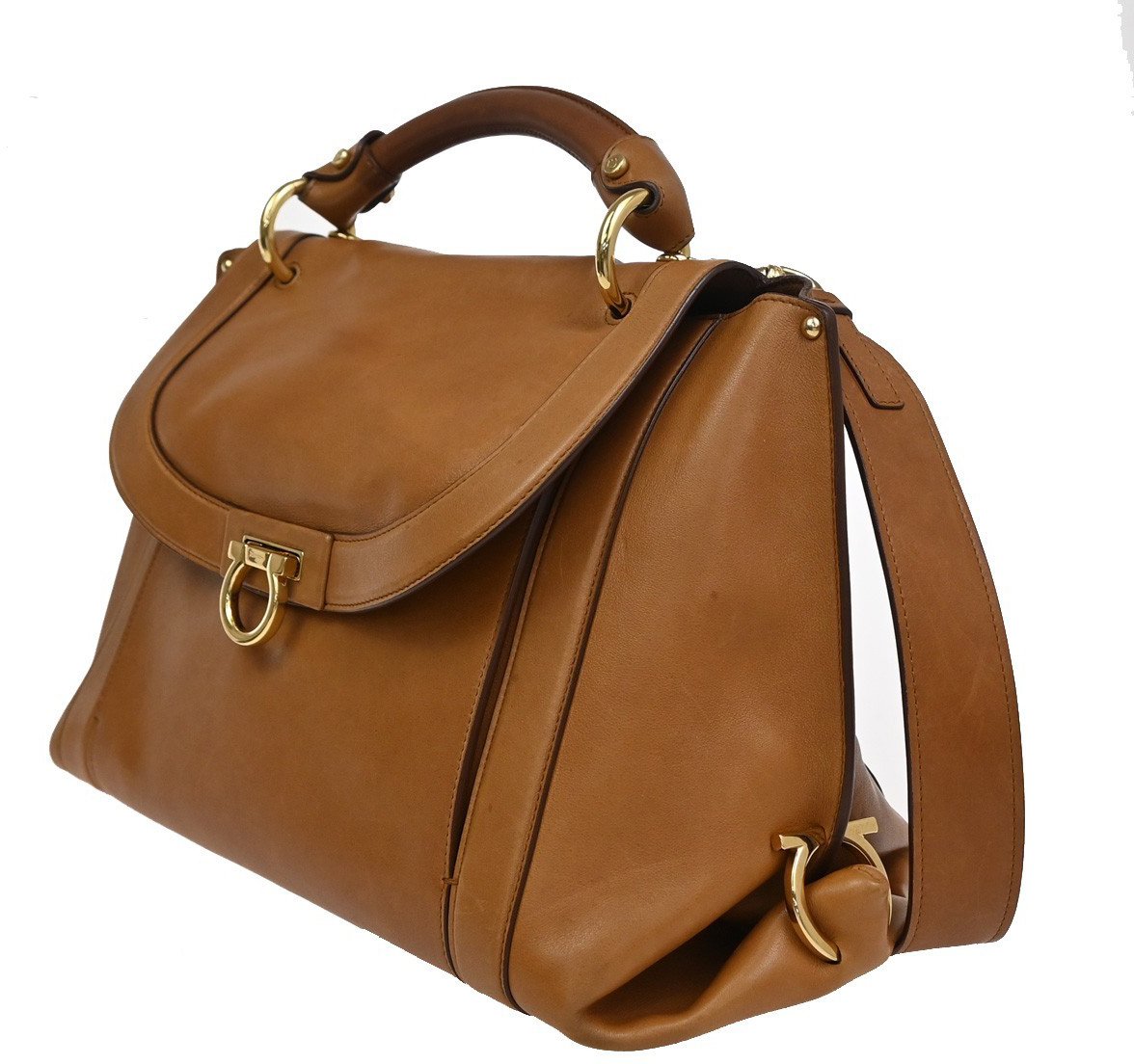 Salvatore Ferragamo Salvatore Ferragamo Suzanna Satchel Smooth Leather Medium Bruin