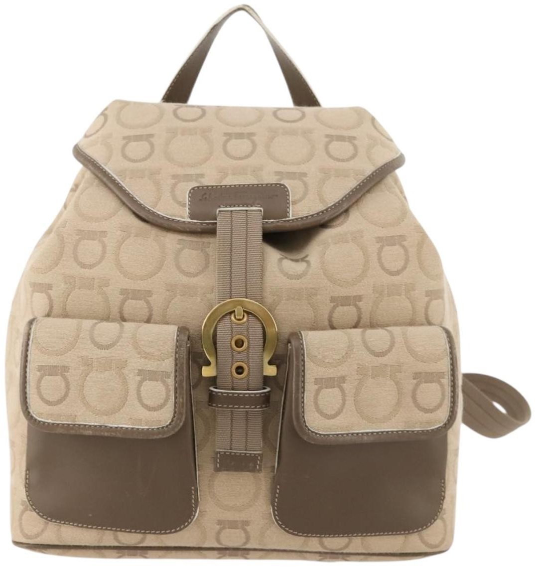 Salvatore Ferragamo Salvatore Ferragamo Gancini Backpack Canvas Beige
