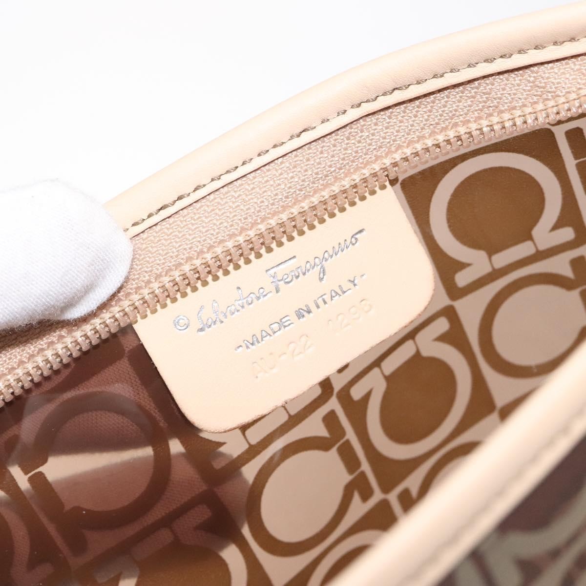 Salvatore Ferragamo Gancini Pouch Canvas Bruin