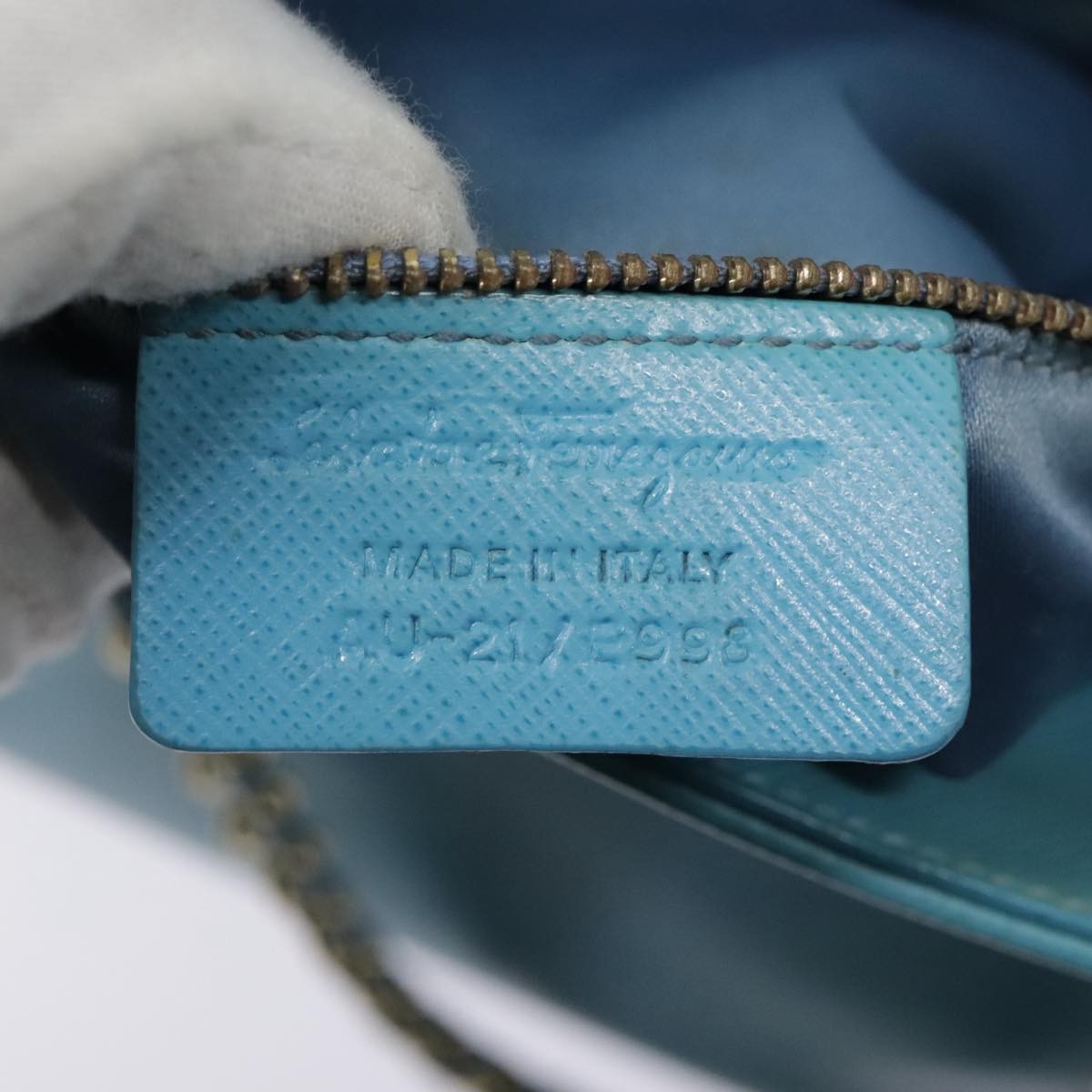 Salvatore Ferragamo Salvatore Ferragamo Vara Bow Chain Tote Leather Small Blauw