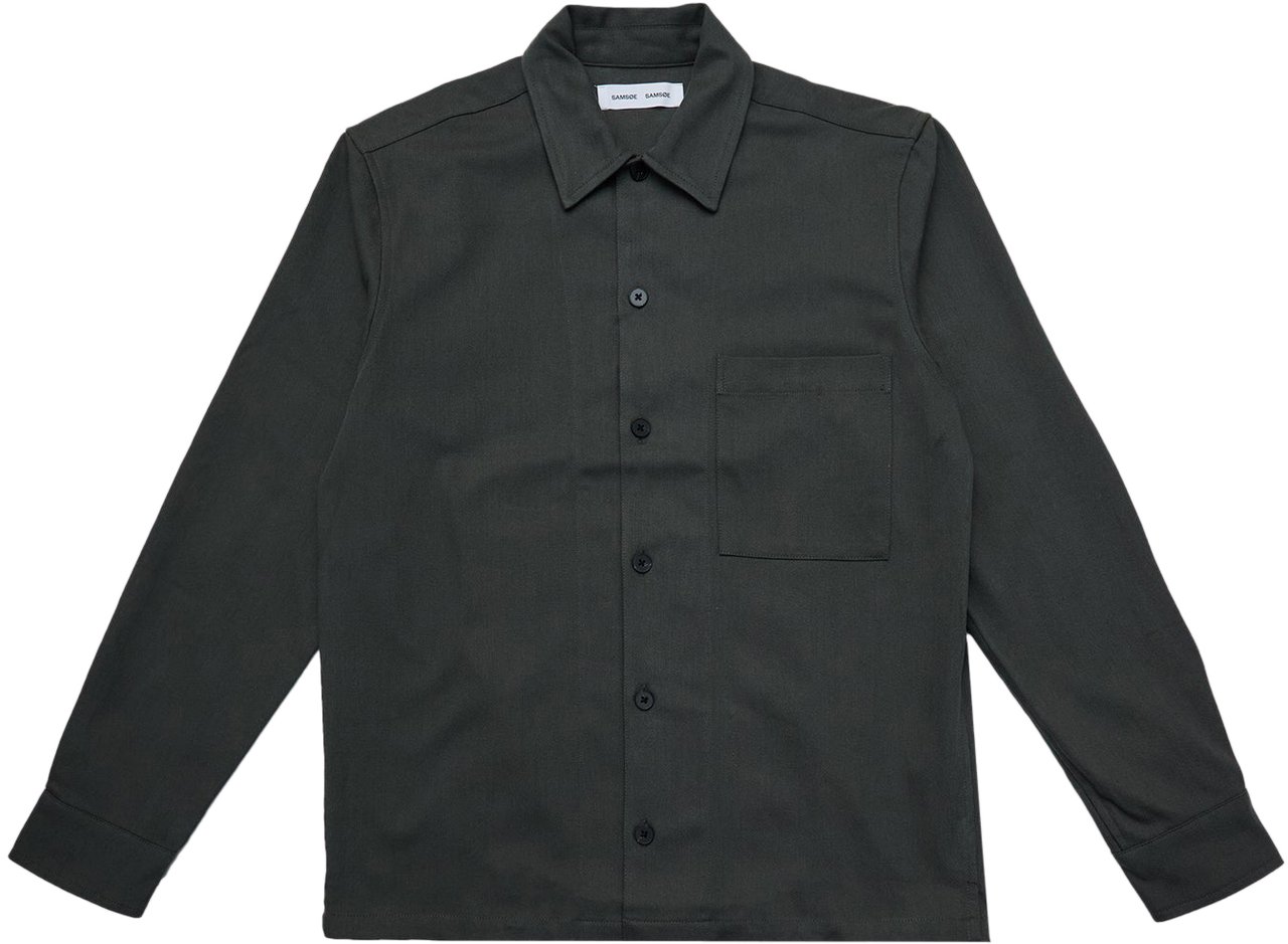 Samsøe Samsøe Camicia Overshirt Sadamon Verde Scuro Groen