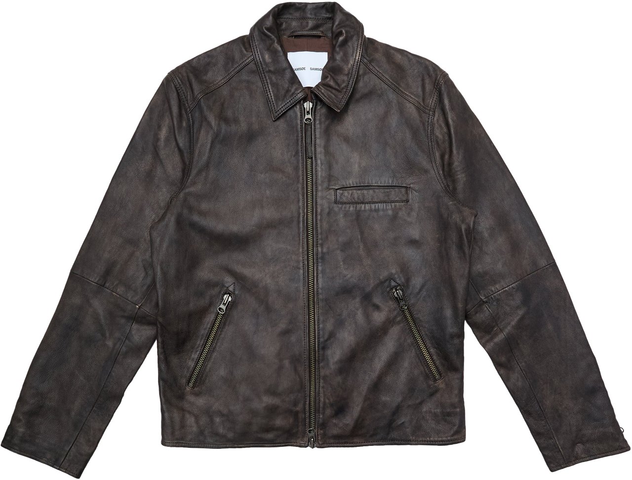 Samsøe Samsøe Giacca In Pelle Sacliff Washed Brown Divers