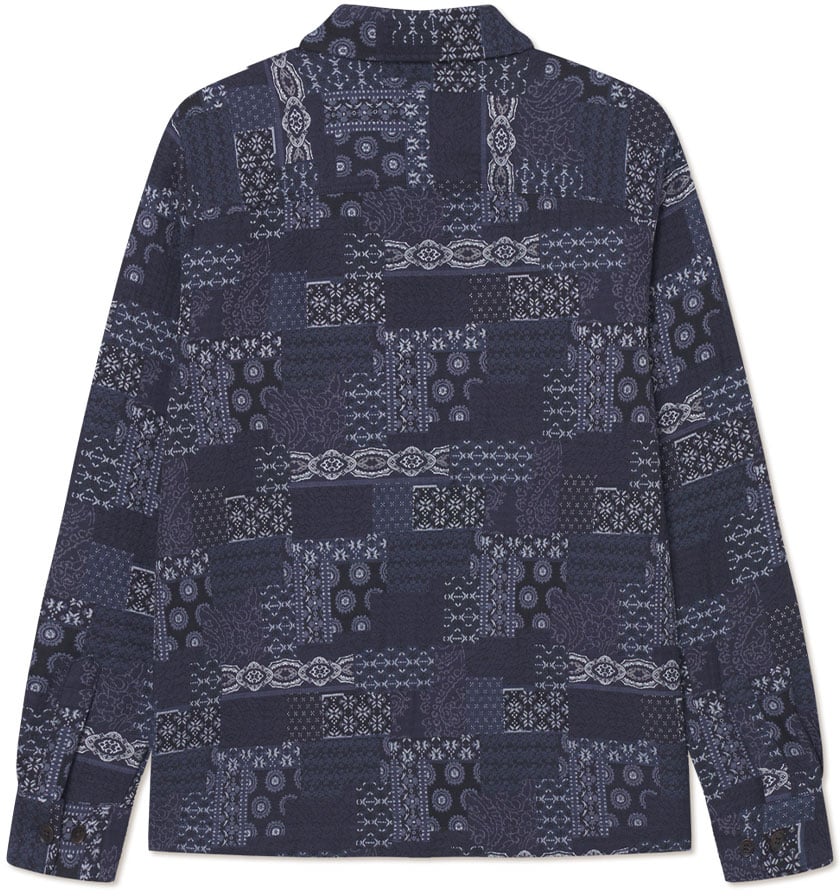 Samsøe Samsøe surchemise en jacquard contraste layton Blauw