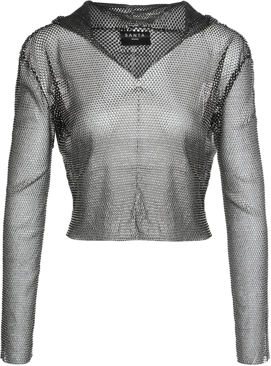 Santa Brands Top with rhinestones and hood Zwart