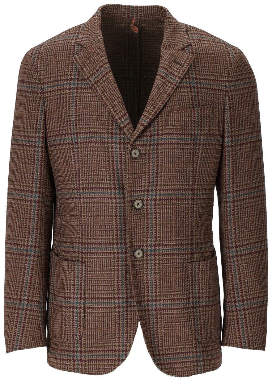 SANTANIELLO SANTANIELLO TARTAN SINGLE-BREASTED JACKET Bruin