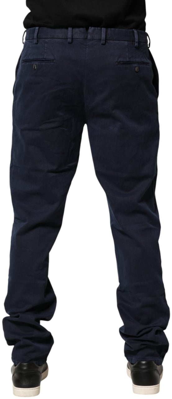Santaniello Dark Blue Mid Waist Skinny Chino Trouser Pants Blauw