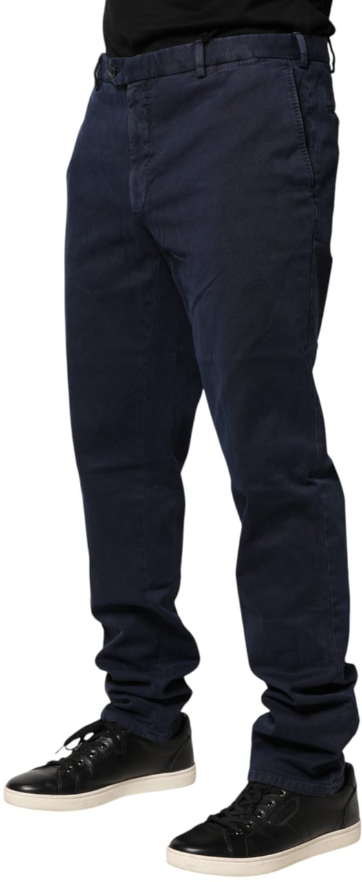 Santaniello Dark Blue Mid Waist Skinny Chino Trouser Pants Blauw