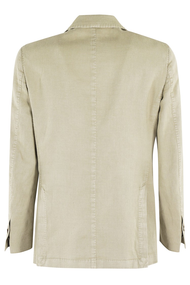 SANTANIELLO Lightweight Two-Button Jacket With Notched Lapel Groen