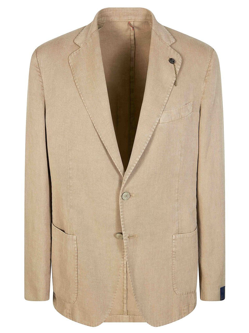 SANTANIELLO Men Cotton Ramie Linen Unstructured Blazer Neutraal
