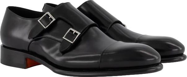 Santoni Double Buckle Goodyear Zwart