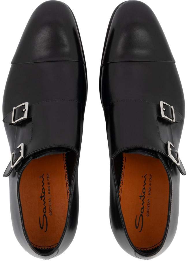 Santoni Double Buckle Goodyear Zwart