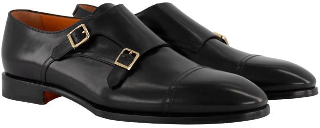 Santoni Double Buckle Zwart