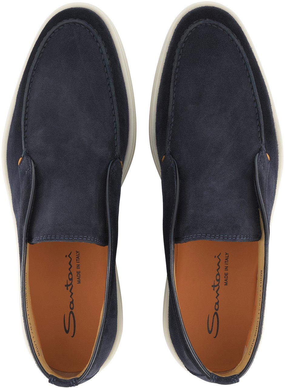 Santoni Detroit Instappers Van Suède Blauw