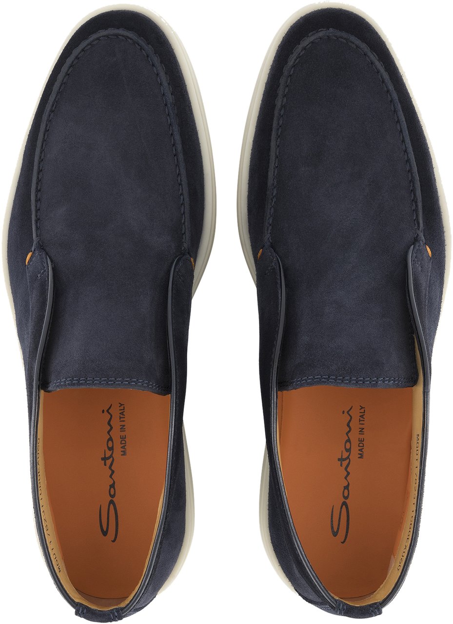 Santoni Detroit Instappers Van Suède Blauw