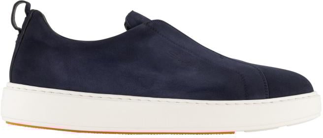 Santoni Victory Sneakers Van Nubuck Blauw