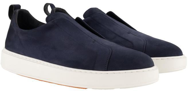 Santoni Victory Sneakers Van Nubuck Blauw