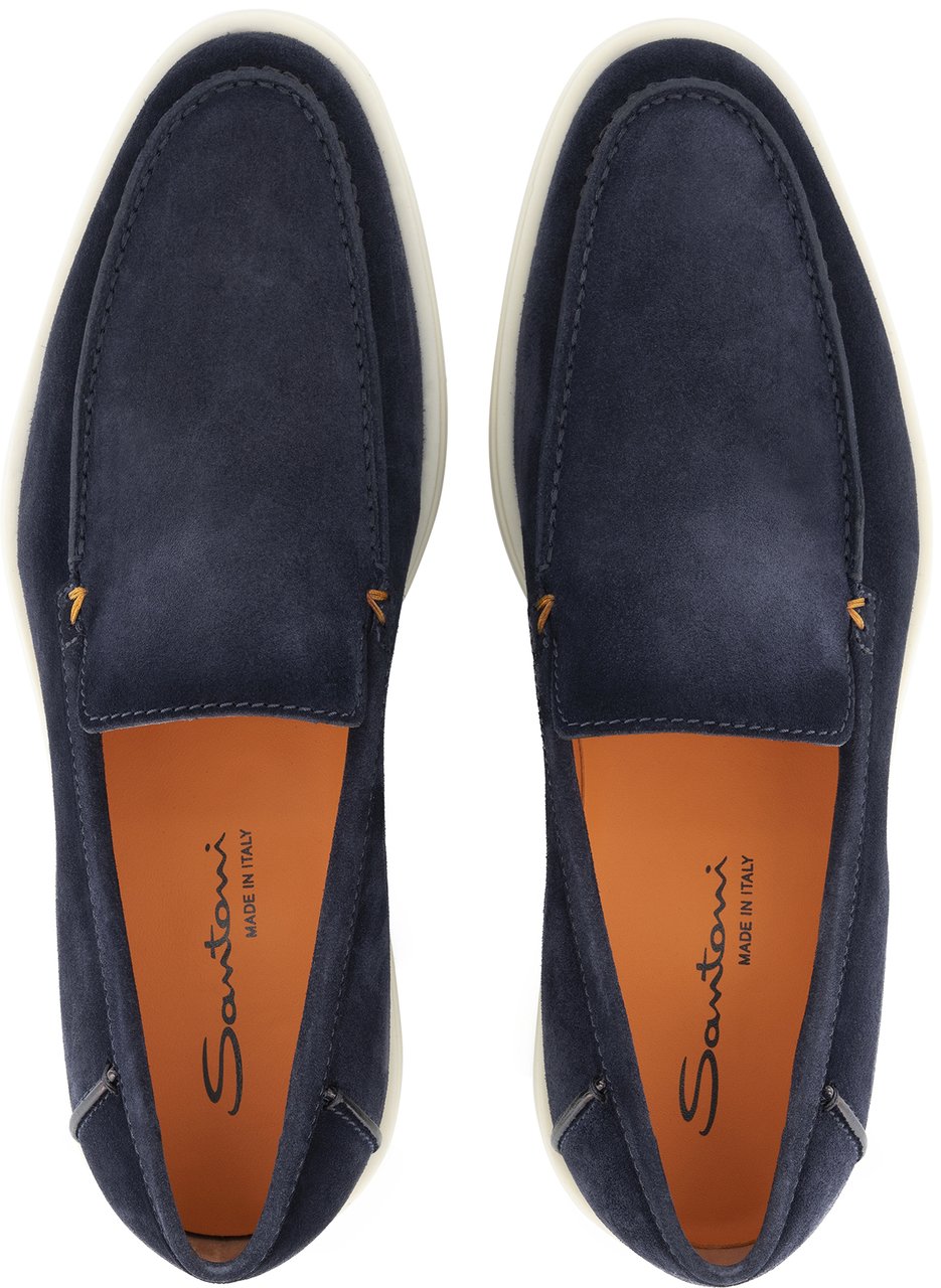 Santoni Detroit Instappers Van Suède Blauw