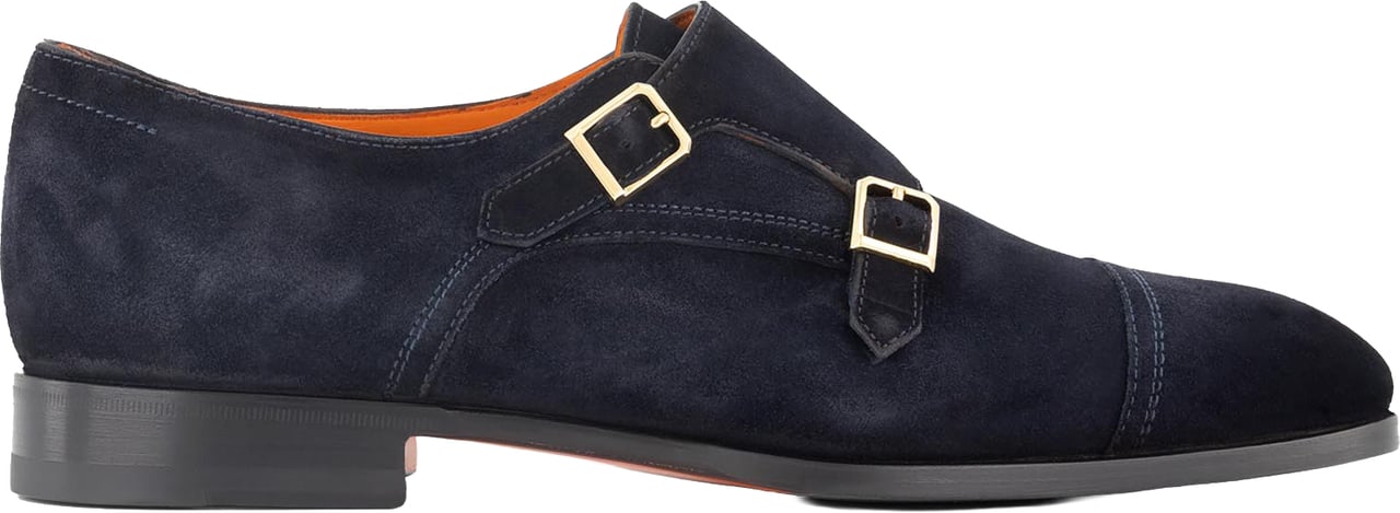 Santoni Dubbele Gespschoenen Van Suede Blauw
