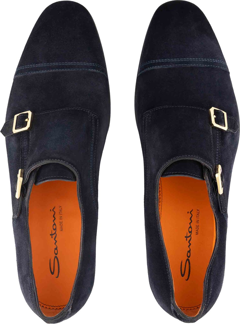 Santoni Dubbele Gespschoenen Van Suede Blauw