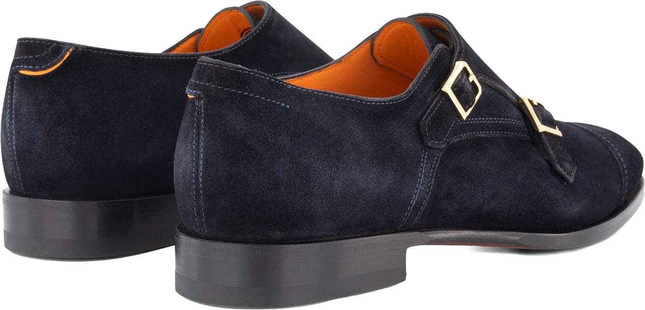 Santoni Dubbele Gespschoenen Van Suede Blauw