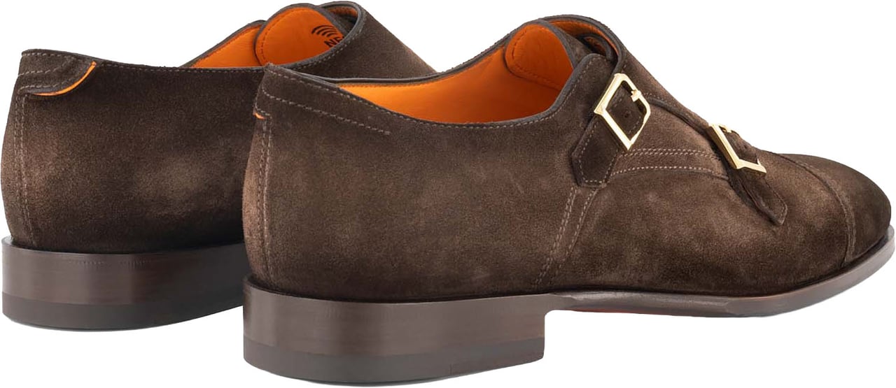 Santoni Axel Dubbele Gespschoenen Van Suede Bruin