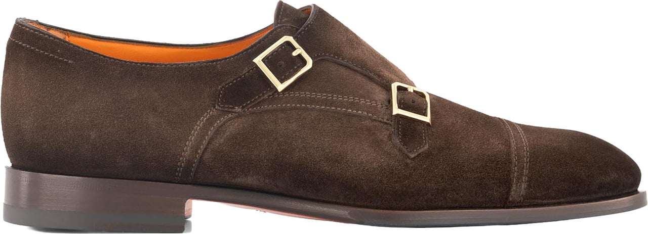 Santoni Axel Dubbele Gespschoenen Van Suede Bruin