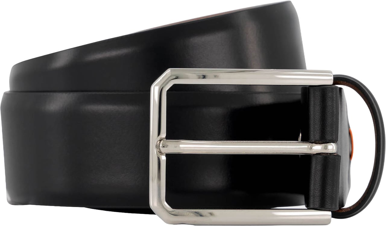 Santoni Leren Riem Zwart
