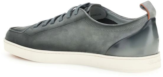 Santoni Gray Calf Leather Bos Taurus Low Top Sneakers Grijs