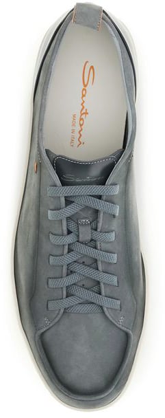 Santoni Gray Calf Leather Bos Taurus Low Top Sneakers Grijs