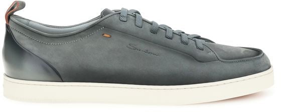 Santoni Gray Calf Leather Bos Taurus Low Top Sneakers Grijs